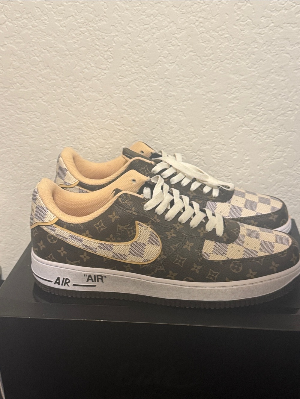 Louis Vuitton Brown and Cream Monogram-Pattern Sneakers